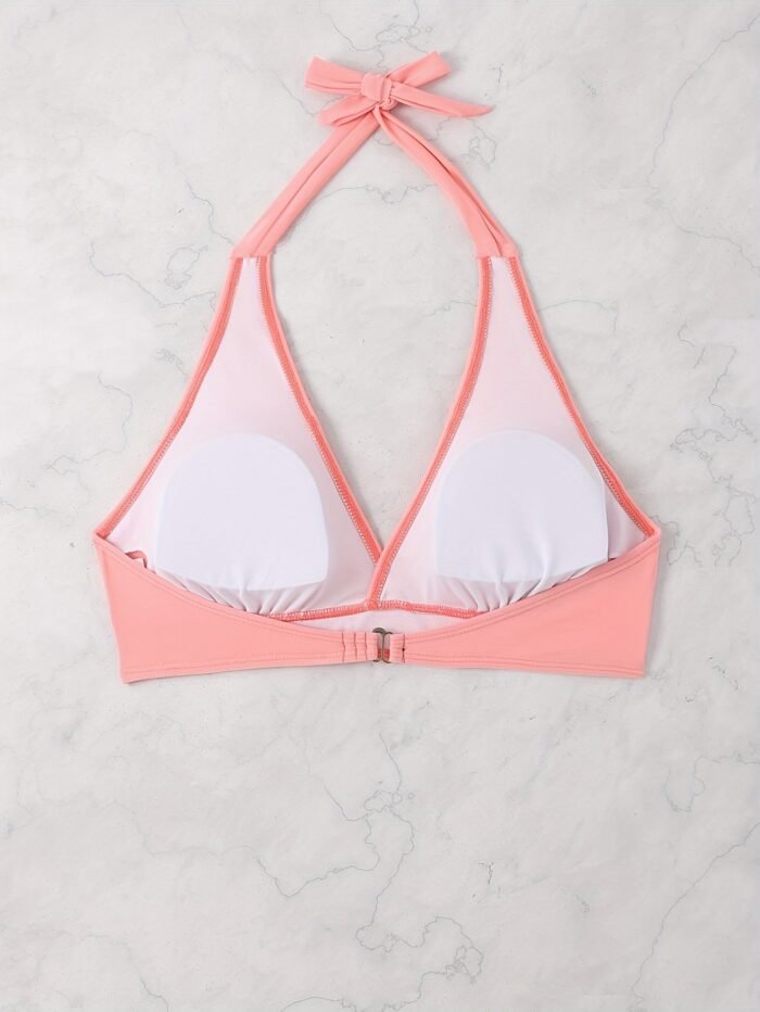 Deep V Neck Halter Tie Neck Bikini Top, Backless High Strech Stylish Swimsuit Top, Women'S Swimwear & Clothing - Image 10