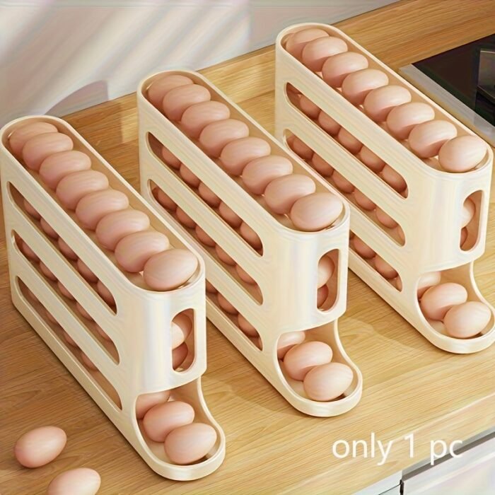 1Pc Space-Saving Egg Storage Organizer With Automatic Rolling Eggs - Heavy-Duty Refrigerator Egg Box, No Assembly Needed, Fits Side Door/Shelf - Ideal For Home, Kitchen, Or Commercial Use, Kitchen Organization, Compact Design, Sturdy Construction, Busy Households - Image 14