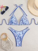 Ethnic Style Crisscross Floral Bikini - Image 4