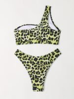 Chic One-Shoulder Leopard Print Bikini Set For Women - High Stretch, Non-Transparent Swimwear With Asymmetrical Design - Image 5