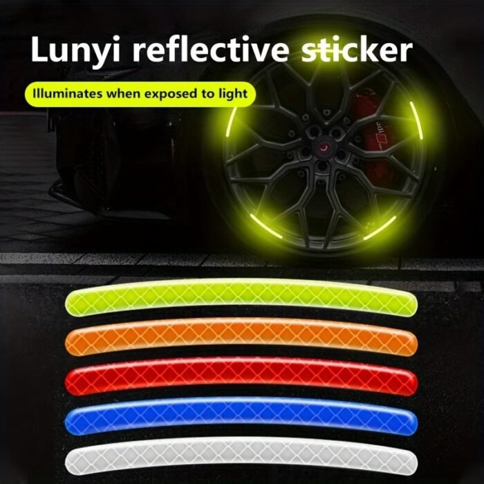 20Pcs Reflective Wheel Hub Stickers - Luminous Tire Rim Decals For Enhanced Safety, Fits Cars, Motorcycles & Bicycles - Image 2
