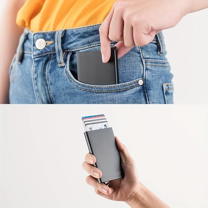 1 Men'S Aluminum Card Holder Id Rfid Credit Card Holder Automatic Pop-Up Bank Card Case Smart Detachable Mini Card Holder Holiday Gift Dad Daily Use - Image 13