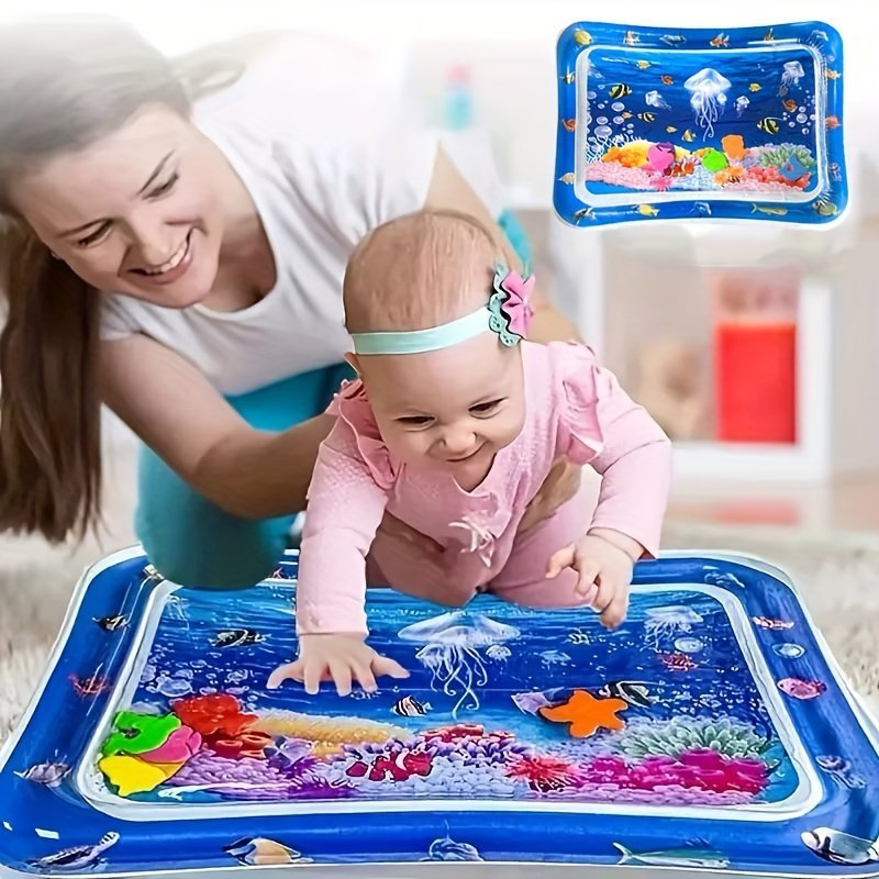product-fancy-3922d82a-618a-4c7c-a872-b84bdcc07bf3.jpg 1Pc Inflatable Crawling Mat, Tumbling Water Mat, Game Mat, For Home And Travel Use - Image 1