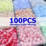 100Pcs 8Mm Multicolor Glass Round Beads For Jewelry Making, Diy Elegant Fashion Bracelets, Necklaces, Phone Charms, Beading Crafts