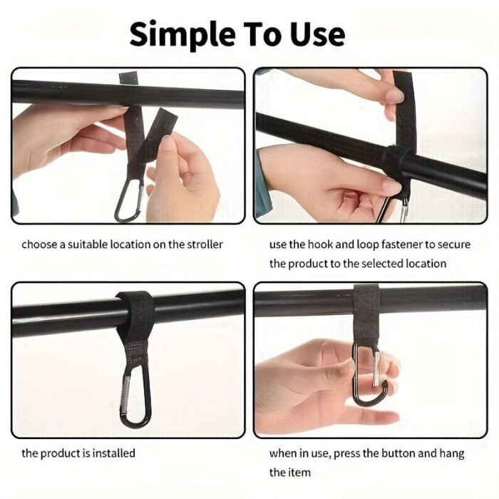 2Pcs Stroller Hooks, Adjustable Universal Hooks, Shopping Bag Storage Hooks, Bicycle, Motorcycle Hooks Universal Hooks - Image 8