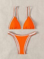 Contrast Trim Whip Stitching Textured Fabric 2 Piece Set Bikini Swimsuits, Women'S Swimwear & Clothing - Image 8