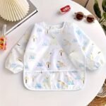 1Pc Waterproof Bib With Hood, Adjustable Snap Closure, Polyester Fiber, Unisex Feeding Apron, Easy Clean - Image 5