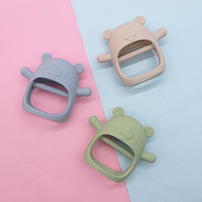1Pc Cute Bear-Shaped Silicone Teether For Youngsters - Food-Grade, Durable, Non-Drop Teething Toy In Mixed Colors | Ideal Thanksgiving & Christmas Gift For Youngsters, Safe Youngsters Accessory|Playful Youngsters Toy|Durable Teether, Youngsters Teething Toys - Image 10
