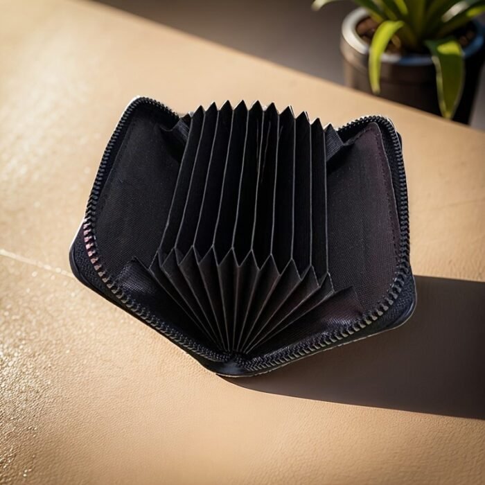 1Pc Men'S Anti-Theft Accordion Card Holder, Multi-Functional Zipper Small Wallet, Suitable For Office Workers - Image 4
