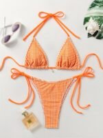 New Multi-Color Bikini 2024 Summer Tie-Up Halter Neck Sexy Triangle Swimsuit For Women - Image 5