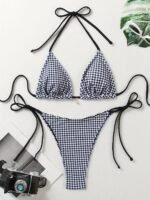 New Multi-Color Bikini 2024 Summer Tie-Up Halter Neck Sexy Triangle Swimsuit For Women - Image 3