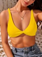 New Arrival Women'S Bikini Top Sexy Swimsuit Push-Up Tie-Back Solid Color Versatile - Image 3