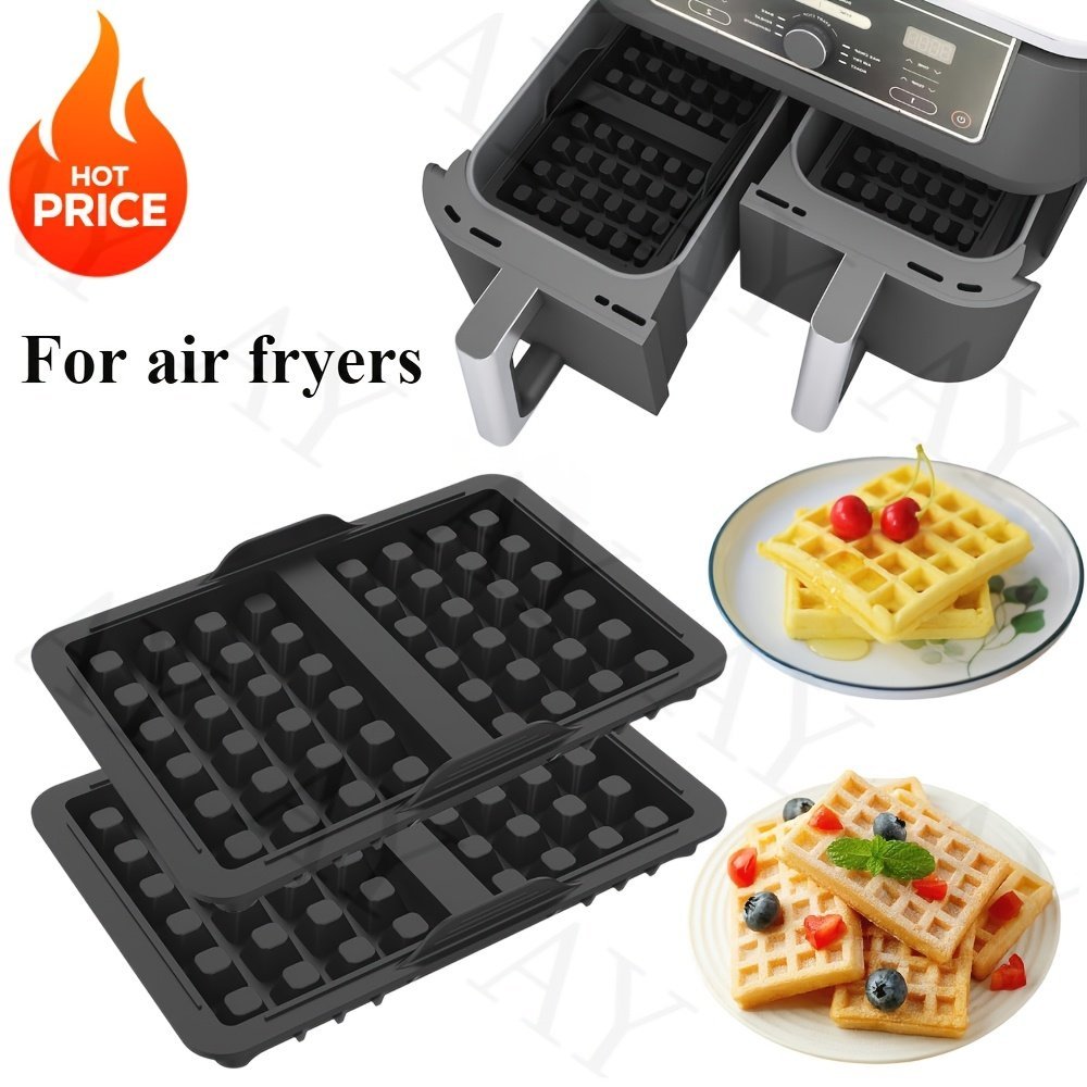 product-fancy-425d23b7-a0c1-47bd-b344-63b7cadd117c.jpg 1/2Pcs Air Fryer Silicone Liners Non-Stick Reusable Air Fryer Waffle Baking Pan Waffle Mold For Ninja Af400Eu Af451Eu Sl400Eu Af500De Models And Many Other Air Fryers Accessories - Image 1