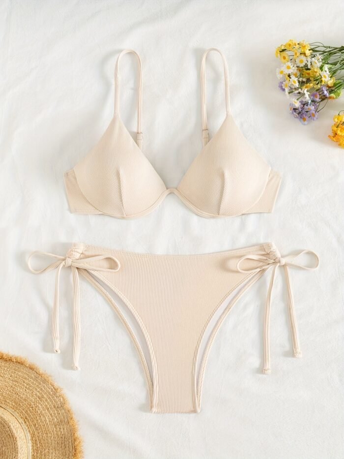 2024 New Arrival - Vibrant Yellow Strapless Bikini Set With Steel Support & Tie-Up Design For Women, High Stretch Polyester Blend, Perfect For Swimming & Beach, Beach Attire|Vibrant Swimsuit|Stretchy Fabric - Image 3