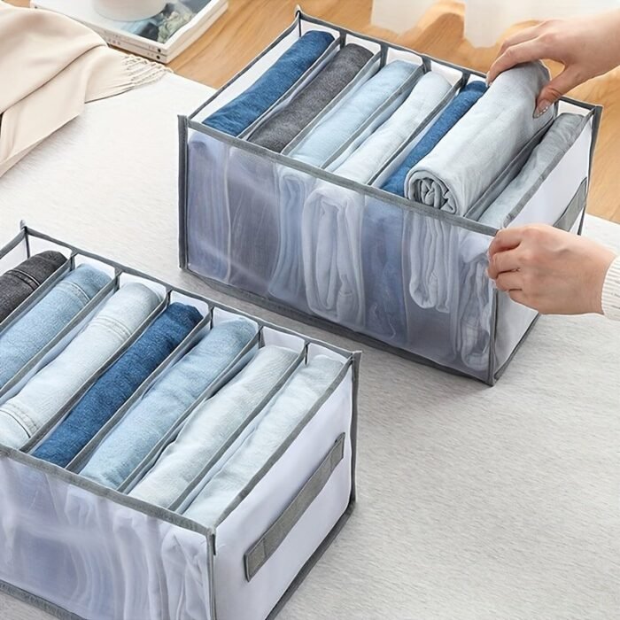 7-Drawer Clear Closet Organizer With Handles - Washable Nylon Fabric Storage Bins For Jeans, T-Shirts, Clothes | Foldable Shelves, Space-Saving Design For Wardrobe & Closet Organization, Clothes Organizer Storage, Durable Fabric Bins, Home Organization, Compact Storage, Easy To Clean, Busy Professionals - Image 7