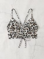 Chic Leopard Print Bikini Top For Women - High Stretch, Cross-Back Design, Machine Washable - Image 3