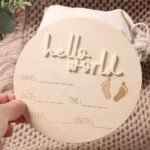 "Hello World" Wooden Milestone Sign: Personalized Baby'S First Year Keepsake - Image 3