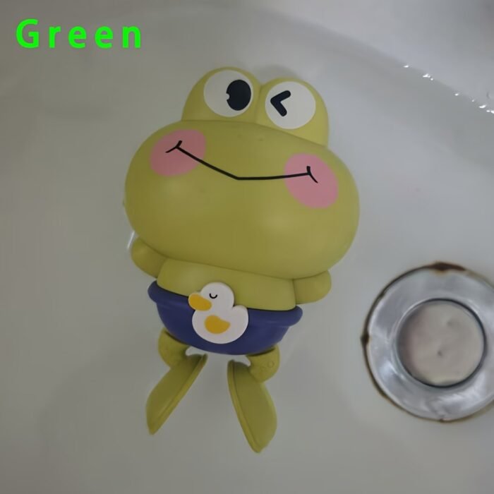 1Pc Cute Wind-Up Animal Frog Water Spray Toy, 12.5Cm Plastic Bath Toy With Water-Squirting Head For Shower And Swimming Pool Fun, Available In Pink, Blue, Green - Image 5