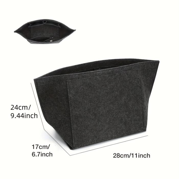 1Pc Felt Insert Bag Organizer, Portable, Casual Style, Fabric Soft Smooth Felt, Large Capacity With Multiple Pockets, Durable Metal Zipper, With Random Printing, For Women'S Tote Handbag, Cosmetic Travel Purse - Image 12