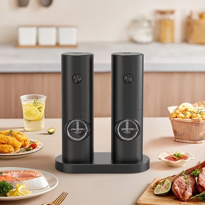 1Pc/2Pcs Intelligent Sensing Electric Grinder, Electric Salt And Pepper Grinder, Automatic Black Pepper Grinder, White Pepper Grinder, Convenient, Durable And High-Looking Electric Grinder, Suitable For Home Kitchen, Parties And Dinners - Image 2