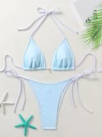 New Multi-Color Bikini 2024 Summer Tie-Up Halter Neck Sexy Triangle Swimsuit For Women - Image 4