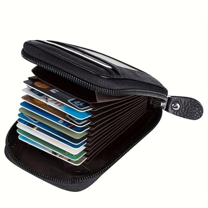 Men'S Stylish Black Wallet With Zippered Coin Compartment - Perfect For Organizing And Protecting Your Essentials, Ideal For Daily Commute, Secure Travel Wallet|Minimalist Wallet|Zippered Closure, Small Wallet - Image 1