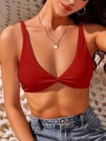 New Arrival Women'S Bikini Top Sexy Swimsuit Push-Up Tie-Back Solid Color Versatile - Image 2