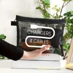 Large Capacity Nylon Makeup Bag With Charger Cable Print - Portable Travel Toiletry Organizer, Ins-Style Layered Cosmetic Pouch For Daily Storage, Portable Organizer|Layered Design|Durable Zipper Closure, Travel Cosmetic Bag