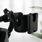 2-In-1 Stroller Cup Holder With Phone Mount, Bottle & Water Cup Rack For Trolley And Bicycle, Durable Abs Material, Black, Secure Dual-Function Design For Parents On The Go - Image 3