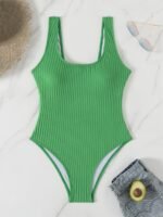 New Style Solid Color Conservative U-Neck Women'S Fashionable One-Piece Swimsuit - Image 6