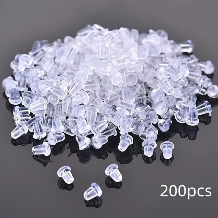 100Pcs Earring Rack Silicone Earring Pin Backs Ear Stud Soft Transparent Plastic Silicone Bullet Clutch Earrings Backing For Earrings Safety Accessories - Image 3