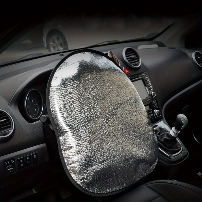 Car Steering Wheel Sunshade Cover ? Universal Fit, Uv Protection, Reflective, Heat Resistant, Pp Material, Without Inner Circle ? Fits Multiple Models (Pack Of 1) - Image 1