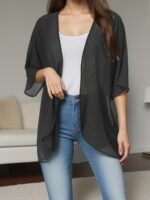 Large Size Women'S Casual Kimono Cardigan Smock Chiffon Material Quick-Drying Fabric Can Be Worn In Multiple Seasons Suitable For A Variety Of Occasions A Variety Of Colors - Image 4