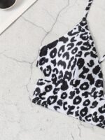 Chic Leopard Print Bikini Top For Women - High Stretch, Cross-Back Design, Machine Washable - Image 10