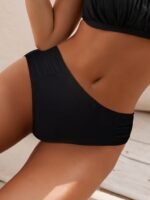 25Ss Midsummer Trend Summer Beach Women'S Pleated Solid Color Bikini Bottoms - Image 3