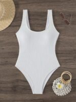 New Style Solid Color Conservative U-Neck Women'S Fashionable One-Piece Swimsuit - Image 2