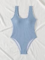 New Style Solid Color Conservative U-Neck Women'S Fashionable One-Piece Swimsuit - Image 10