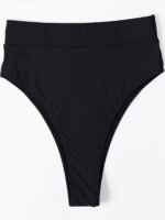 High Waist Tummy Control Swim Briefs, Plain Black High Stretch Bikini Bottoms, Women'S Swimwear & Clothing - Image 7