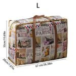 1Pc Vintage Fabric Foldable Storage Bag, Dark Brown, With Strong Zipper And Handle, Space-Saving, Heart Leaf Brand, With Random Printing And Edge Paint, For Moving, Travel, Back To School - Image 7