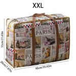1Pc Vintage Fabric Foldable Storage Bag, Dark Brown, With Strong Zipper And Handle, Space-Saving, Heart Leaf Brand, With Random Printing And Edge Paint, For Moving, Travel, Back To School - Image 11