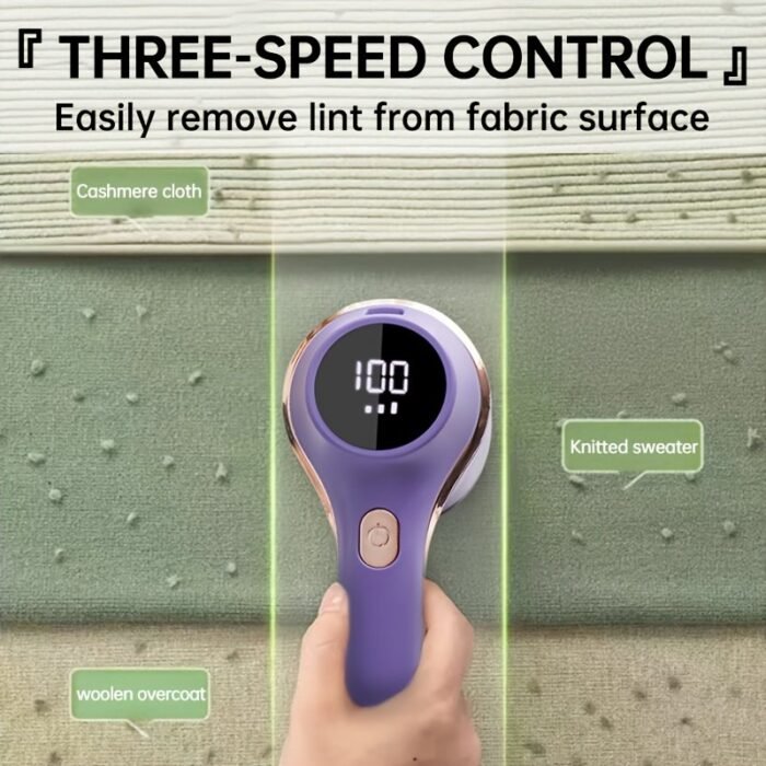 1Pc Turbo Spin Lint Remover, Usb Rechargeable Digital Display Clothing Fuzz Trimmer, Sweater Ball Remover, Home Fabric Shaver For Clothes, Pants, Bedding, Suitable For Dry Cleaners, Perfect Valentine'S & Christmas Gift - Image 4