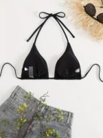 Fashionable And Sexy Double-Sided Nylon Plain Color High Elastic And Comfortable Tie-String Women'S Bikini Top - Image 10