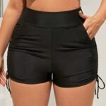 Chic Plus Size High-Waist Bikini Bottoms - Solid Color, Stretchy & Machine Washable