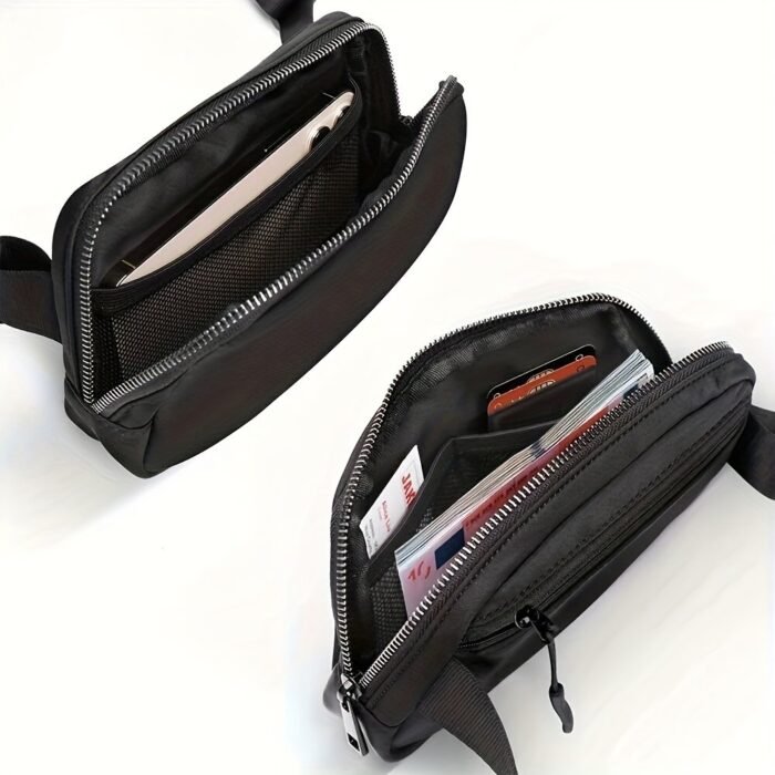 Black Unisex Mini Belt Bag With Adjustable Strap Small Fanny Pack For Workout Running Traveling Hiking, Holiday Gifts - Image 6