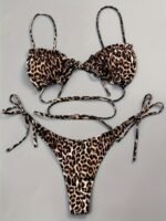 2025 New Two-Piece Bikini With Leopard Print And Ruffled Hem, Sexy Tummy Cover-Up Swimsuit - Image 5