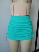 Drawstring Ruched Black Swim Skorts, Plain High Stretch Swimming Bottoms, Women'S Swimwear & Clothing - Image 2