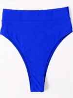 High Waist Tummy Control Swim Briefs, Plain Black High Stretch Bikini Bottoms, Women'S Swimwear & Clothing - Image 8