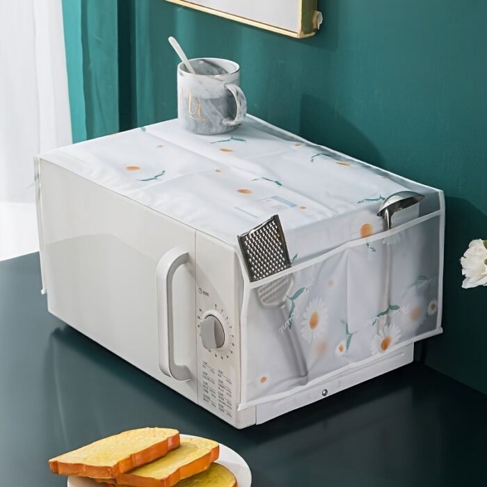 1Pc Multifunctional Drying Dust Cover With Side Pocket - Water And Oil Resistant, Easy To Clean, White Plastic, Simple Pattern, Effective Dust Control, Storage Bag, Easy To Clean Large Storage Capacity Replacement Parts For Dryer - Image 7
