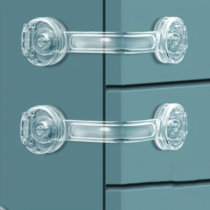 5Pcs Transparent Drawer Safety Locks, Polyethylene, White, Secure Locking Mechanism For Cabinets, Drawers, Toilets, And Refrigerators, Childproofing Essentials | Transparent Lock | Bpafree Material, Drawer Lock - Image 5