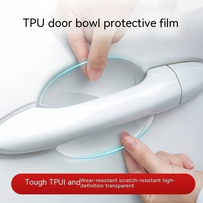 A Set Of 8 Transparent Door Handle Protective Films, Car Door Bowl Scratch Protection, Easy To Install, Durable, Waterproof, Clear Car Paint Protection Stickers - Christmas Gift - Image 1